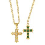 copy of stainless steel zircon cross pendant necklace