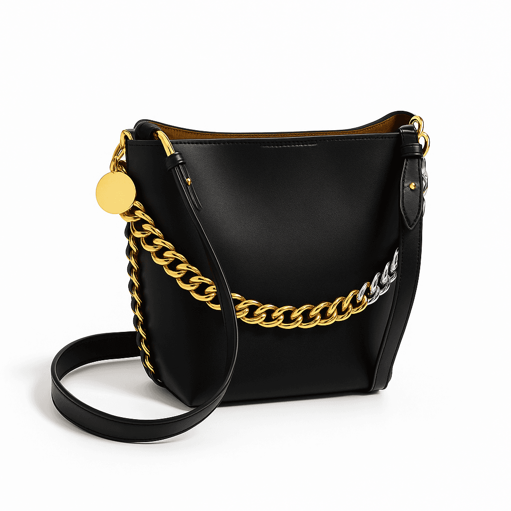 new women's bucket bag luxury shoulder bag high quality handbag fashion women's bag thick chain party bag wallet
