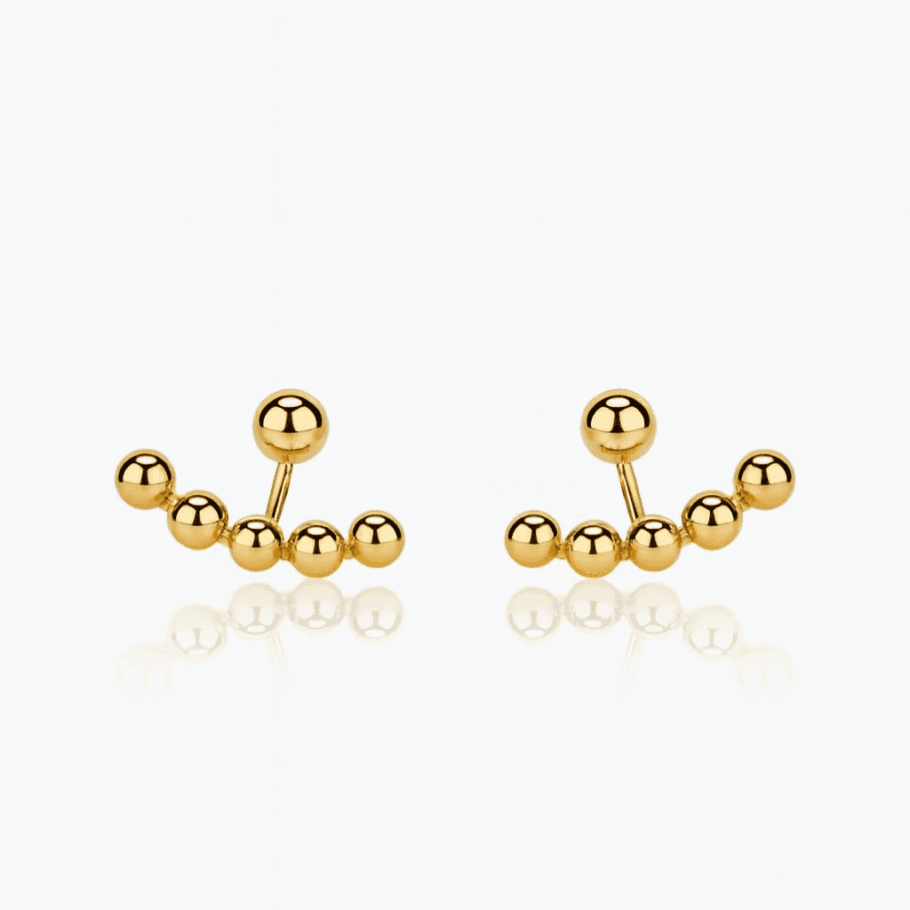 miqiao real 18k gold stud earrings simple smile design pure solid au750 gold ball earrings fine jewelry gifts for women ea005