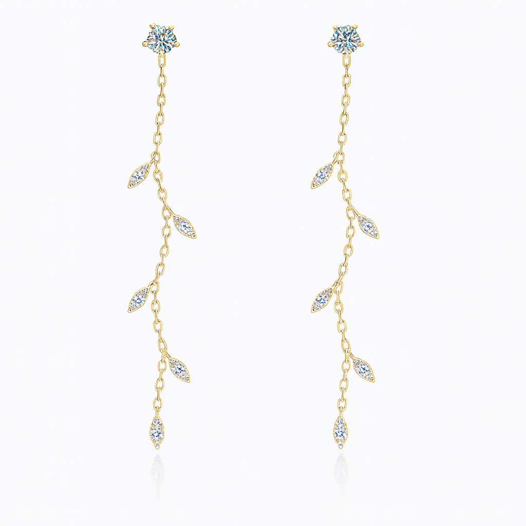 copy of 1.38 carat moissanite 925 sterling silver leaf earrings