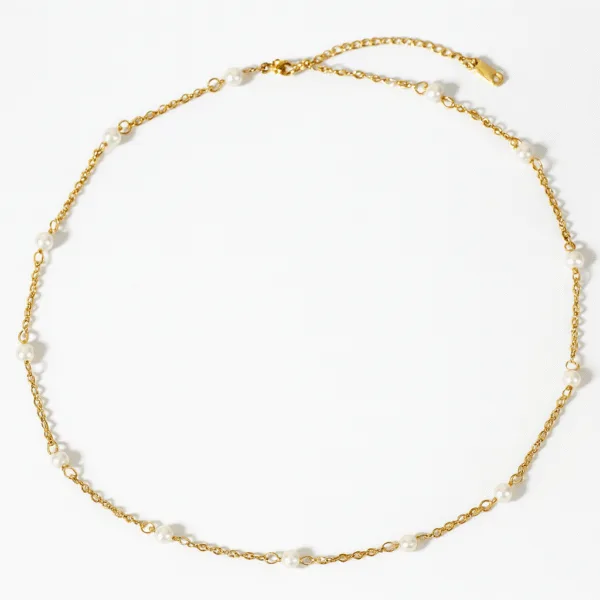 gold plated pearl necklace