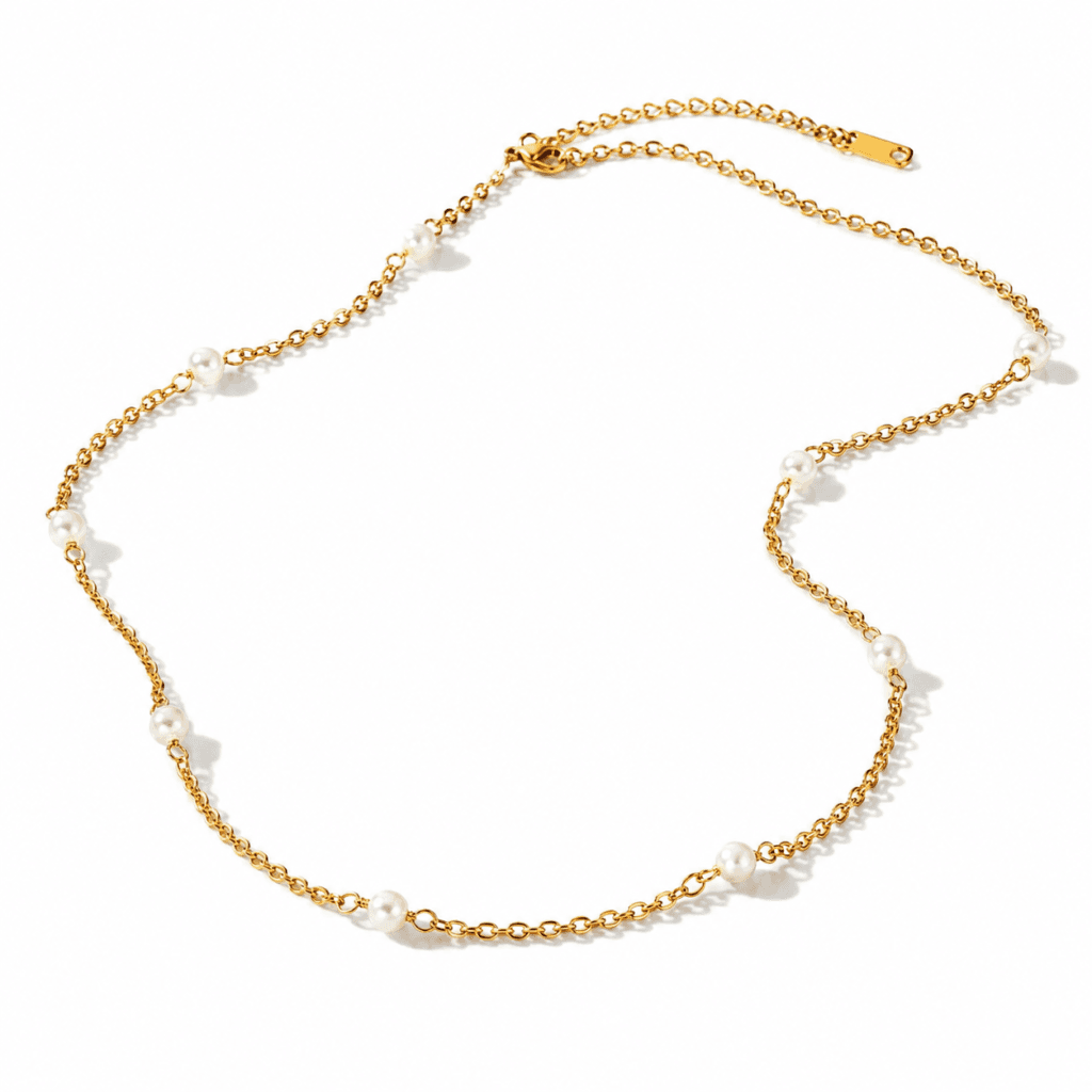 gold plated pearl necklace