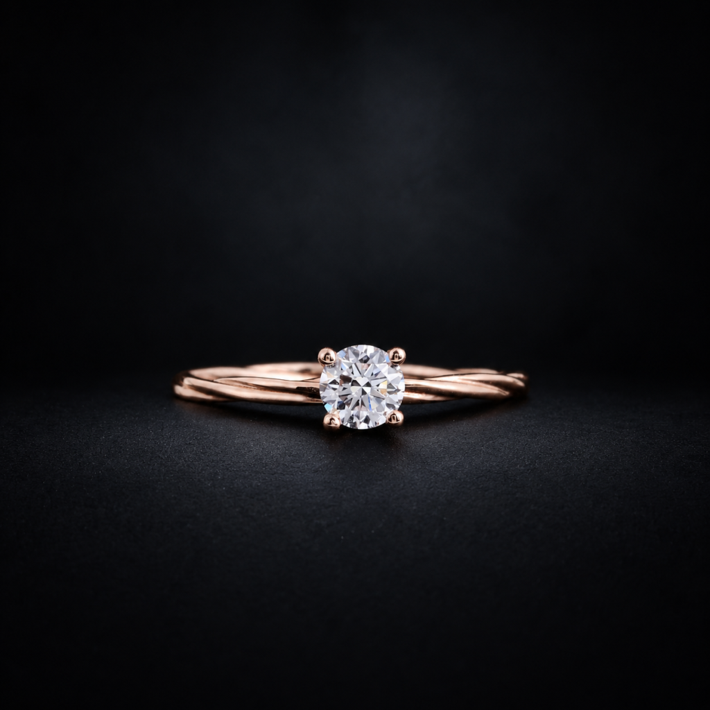 rose solitaire diamond ring 0.3 ct