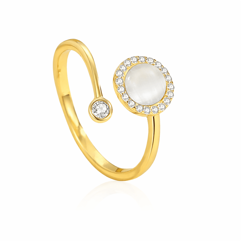 fashionable and luxurious circular ring with geometric design, high end women's ring, elegant and refined accessories for women