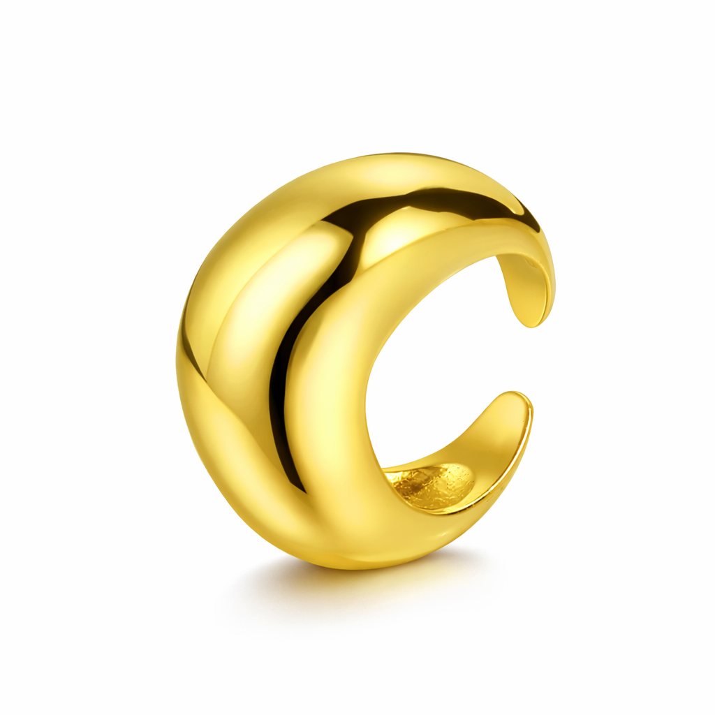 irregular wide chunky silver open ring for women man gold tone mirror finish handmade jewelry