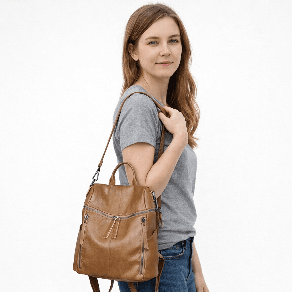 leather backpack women's new foreign trade backpack large capacity school bag multi functional dual purpose women's bag leather backpack women's new foreign trade backpack large capacity school bag multi functional dual purpose women's bag